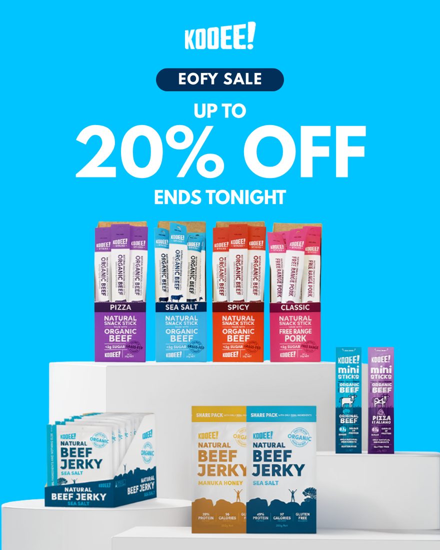 Kooee! — EOFY sale static, up to 20% off the beef jerky range and ending tonight