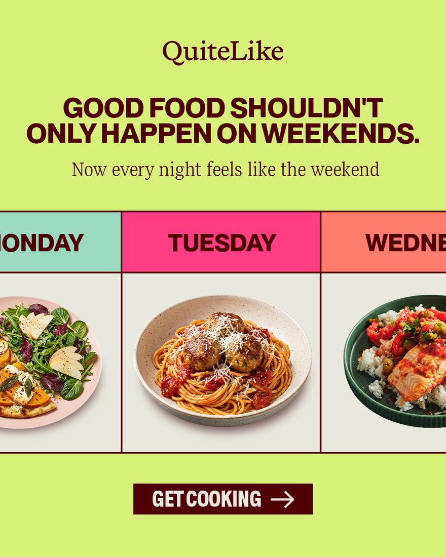 QuiteLike — weeknight meal static running Monday to Wednesday across three plates